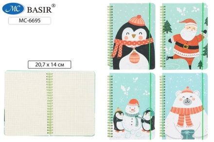 Блокнот А5 7БЦ гребень  60л "Зимняя мята" кл., резинка