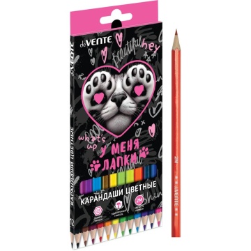 Карандаши цвет. 12цв deVENTE У меня лапки  2М, шестигранные