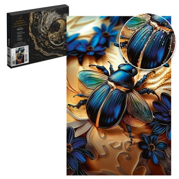 Картина по номерам на холсте с кристаллами 30*40см "Скарабей"