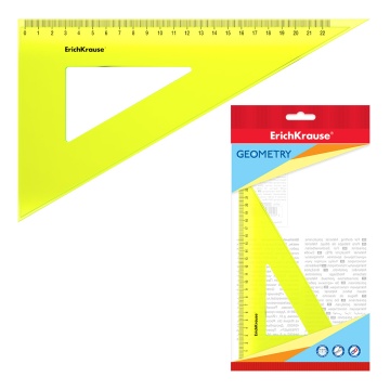 Угольник пластиковый ErichKrause Neon, 60/22см, желтый, во флоупаке