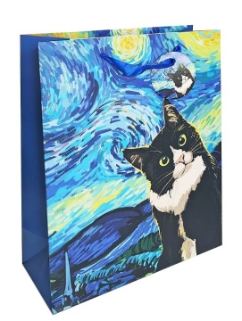 Пакет подар. бумажн. 26*32*12 см 210 гр/м2  В стиле Ван Гога. Звезды, мат.лам