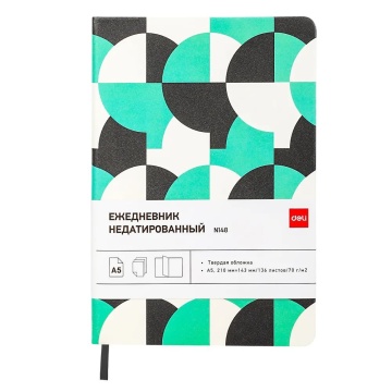 Ежедневник недат А5 136л. "Coloring" кожзам., тв.пер., черно-зеленый