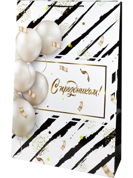 Пакет подар. бумажн. 50*72*16 см, 180гр/м2 Белые шары