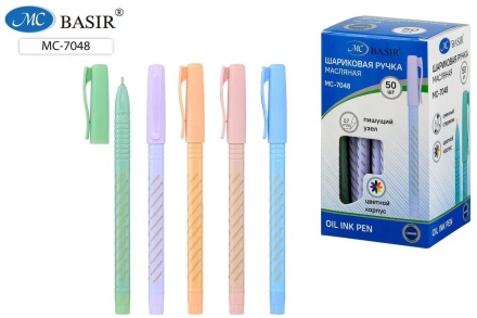 Шариковая ручка с чернилами на масляной основе: пластиковый цветной-нюд корпус .ассорти., 0,7 mm, цвет чернил-синий.