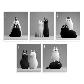 Тетрадь А5 48л кл. Феникс+ "Чёрно-белые коты" выб.УФ-лак