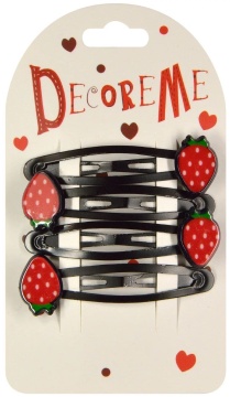 Набор заколок для волос "Decore me. Клубнички" 4шт., 4,5см, 1 вид