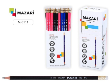 Карандаш Maro пластиковый, с ластиком HB