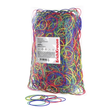Канцелярские резинки для денег ErichKrause диаметр 40 мм, 60 мм/длина 60 мм,100 мм, ассорти (в пакет