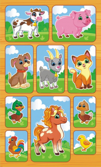 Наклейки детские 16*9см "Домашние животные" с блёстками