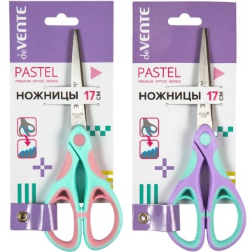 Ножницы deVENTE. Pastel 17 cм, двухцв. прорезин. кольца с лепестками