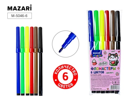 Фломастеры   6цв "Mazari. Котик" вентилир.колпачок