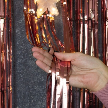 Занавес 1*2м "Дождик" фольга розовое золото