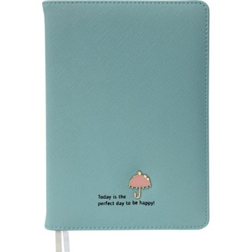 Ежедневник недат. А5 deVENTE Be happy! 320стр.,голубой, тв.обл.,кожзам.,с брошью, ляссе, 70гр/м2