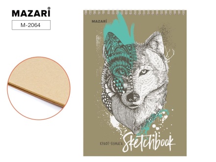 Блокнот скетчбук. А4. Крафт-бумага. 40 л. "Волк"