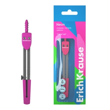 Циркуль металл. EK "Neon" 120мм, флоупак, розовый