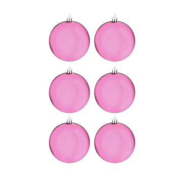 Набор елочных шаров  7 см, 6 шт., розовый