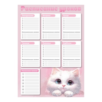 Расписание уроков А3 "Белый кот" выб. УФ-лак, 235гр/м2