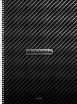 Тетрадь А4 7БЦ 120л кл. гребень Hatber "CarbonStyle" софт-тач, многоуров.перф., 4 разделит.
