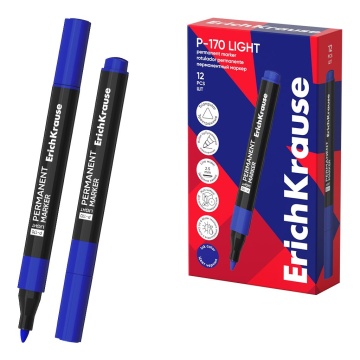 Маркер перманентный 2,5 мм пулевидный синий P-170, light