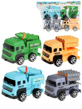 Набор машинок пластик 4шт, 5см "Военная техника"