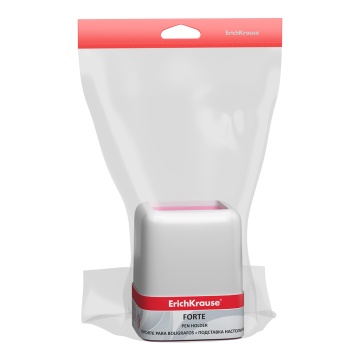 Подставка настольная пластиковая ErichKrause Форте, Пастель, белая с розовой вставкой