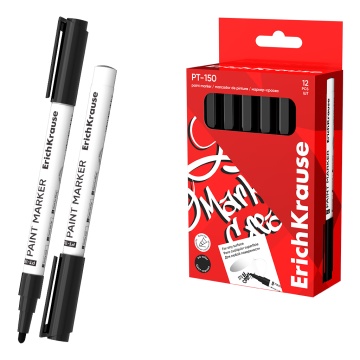 Маркер-краска ErichKrause PT-150, на водной основе, цвет чернил черный (в коробке по 12 шт.)