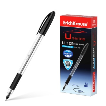 Ручка шар. ЕК ULTRA GLIDE CLASSIC STICK U-109 черная, прозр.корп.1мм