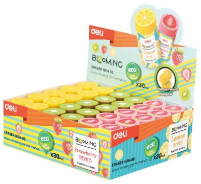 Ластик Deli. Blooming 43*22 мм, цилиндр, ассорти