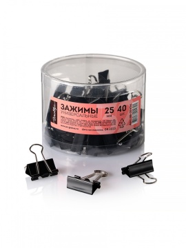 Зажим д\бум. мет. черн. Глобус 25мм., 40шт/уп.пластик.