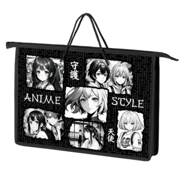 Папка для тетрадей. А4. На молнии. С ручками. "АНИМЕ КОМИКСЫ"