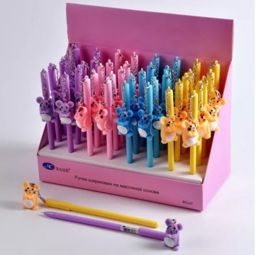 Ручка шариковая на маслян.основе, детская. "МЫШКА". Со съёмным брелоком в форме мышки. Цв.корпус ассорти. Синяя