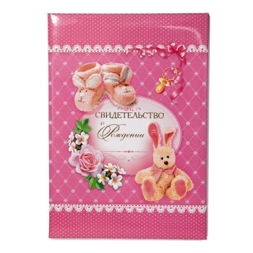 Папка Адресная А4 "Свидетельство о рождении. Зайка" для девочки НОВЫЙ РАЗМЕР