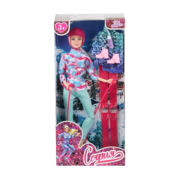 Кукла 29см "София" руки и ноги сгибаются, лыжи и аксессуары