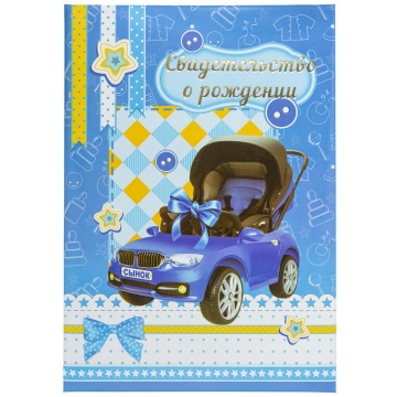 Папка Адресная А4 "Свидетельство о рождении. Автоколяска" для мальчика НОВЫЙ РАЗМЕР