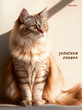 Блокнот А5 7БЦ 80л "Рыжий кот в лучах солнца" клетка, глянц.лам.