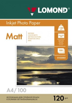 Фотобумага INK JET LOMOND А4 120г, 100л, матовая, одностороняя