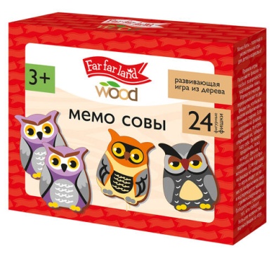 Игра Мемо фигурки  "Совы" 24 шт, дерево