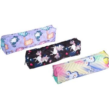 Пенал-косметичка (200*70*35) молния, ткань Cuties, прямоуг. на 50 пр., ассорти