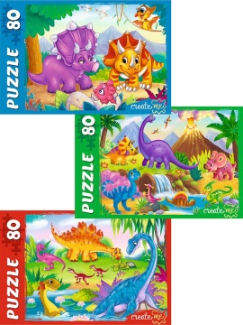 Пазлы   80 элементов  163*225мм. "Мир динозавров"