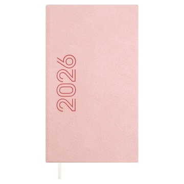 Еженедельник дат. 2026г 85*145мм 64л., кожзам., тв.пер. "Лозанж розовый" блинт.тисн, ляссе