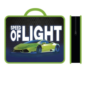 Папка А4 (330*260*75) с ручками, молния, пластик "Скорость света"