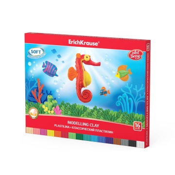 Пластилин классический ArtBerry 16 цветов со стеком, 288 г (в коробке 16 шт)