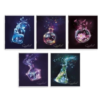 Тетрадь, 48 л. клетка, арт. 59132. 5 ВОЛШЕБНАЯ ЖИДКОСТЬ .мягкий переплёт (2 скобы), обложка - печать по фольге, выборочный ТВИН УФ-лак, мелованный картон 210 г.м², Упаковка Ассорти.