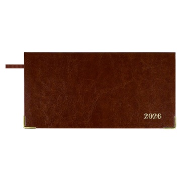Планинг дат. 2026г 170*88мм 64л., кожзам., интегр.пер. "Сариф коричневый" ляссе