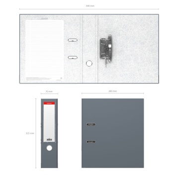 Папка-регистратор с арочным механизмом разборная ErichKrause, Business, А4, 70 мм, серый