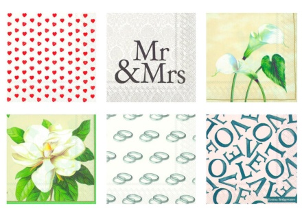 Декупажные салфетки "Свадебный сезон" 33*33см 6шт, ассорти