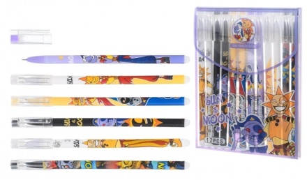 Ручка гелевая стираемая. "Луна и солнце" цветной с рисунком корпус, в ассортименте. Толщ пиш.узла 0,5 мм. В пластиковом блистере. Синяя