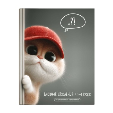 Дневник нач. шк. обл. 7БЦ "Кот в кепке" глянц.лам., тисн.цв.фольгой, 48л.