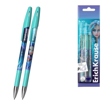 Набор из 4 ручек гелевых сo стираемыми чернилами ErichKrause R-301 Magic Gel Stick Aquamarine 0.5, ц