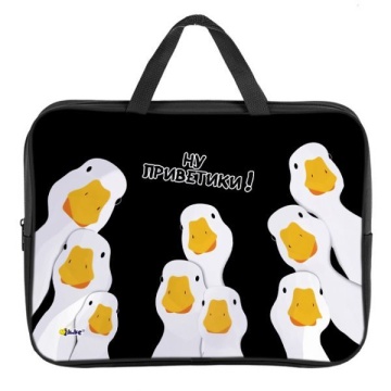 Папка А4 (350*265*80) с ручками, молния, ткань "Гуси"